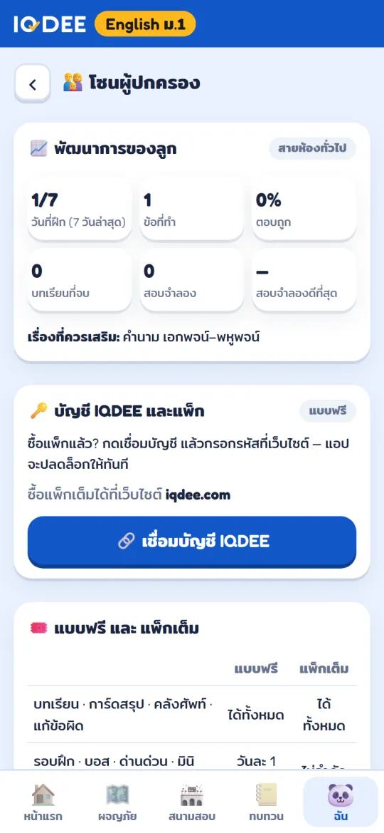 โซนผู้ปกครอง รายงานพัฒนาการ